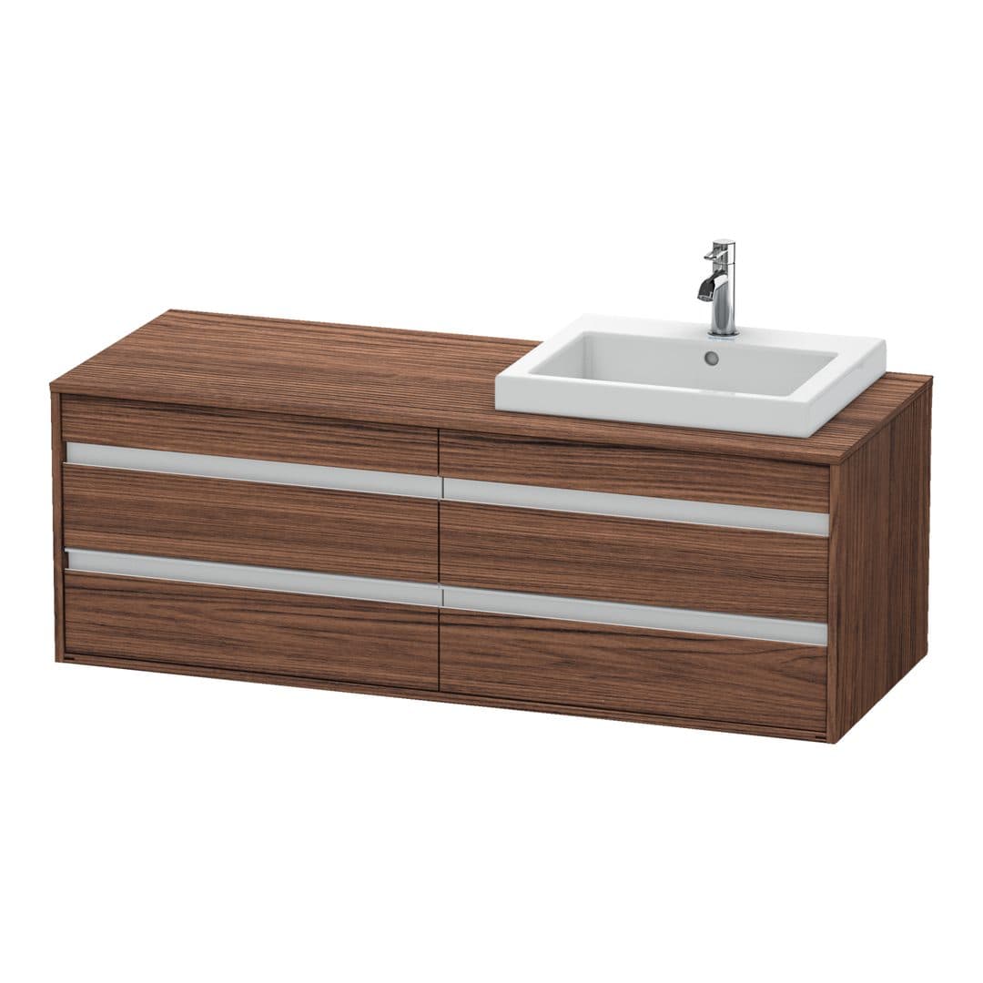 Duravit Ketho – Έπιπλο Νιπτήρα – 1400 mm, για κονσόλα, 4 συρτάρια, νιπτήρας δεξιά, μοντέλο KT6757 – Walnut dark Matt, Decor (KT6757R2121)