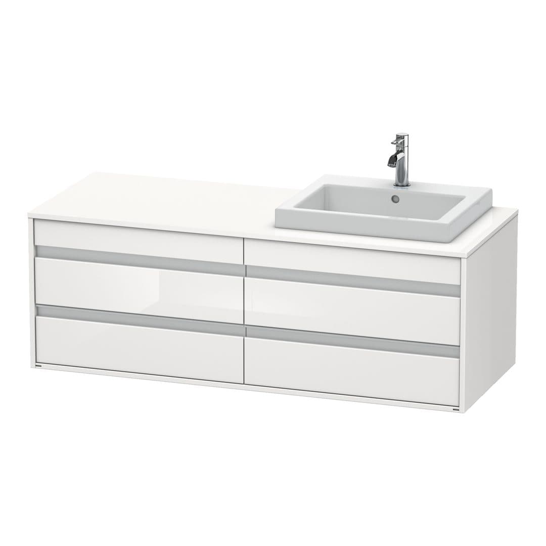 Duravit Ketho – Έπιπλο Νιπτήρα – 1400 mm, για κονσόλα, 4 συρτάρια, νιπτήρας δεξιά, μοντέλο KT6757 – White High Gloss, Decor (KT6757R2222)