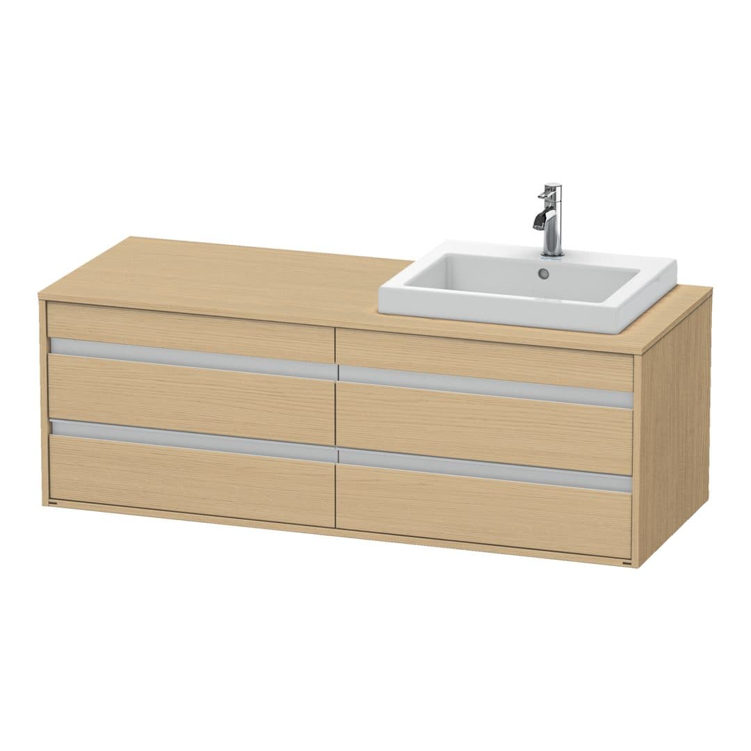 Duravit Ketho – Έπιπλο Νιπτήρα – 1400 mm, για κονσόλα, 4 συρτάρια, νιπτήρας δεξιά, μοντέλο KT6757 – Natural oak, Decor (KT6757R3030)
