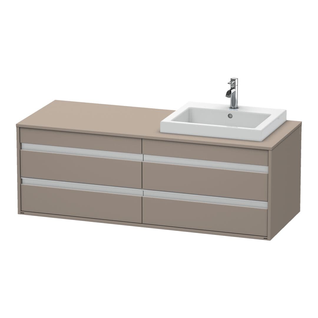 Duravit Ketho – Έπιπλο Νιπτήρα – 1400 mm, για κονσόλα, 4 συρτάρια, νιπτήρας δεξιά, μοντέλο KT6757 – Basalte Matt, Decor (KT6757R4343)