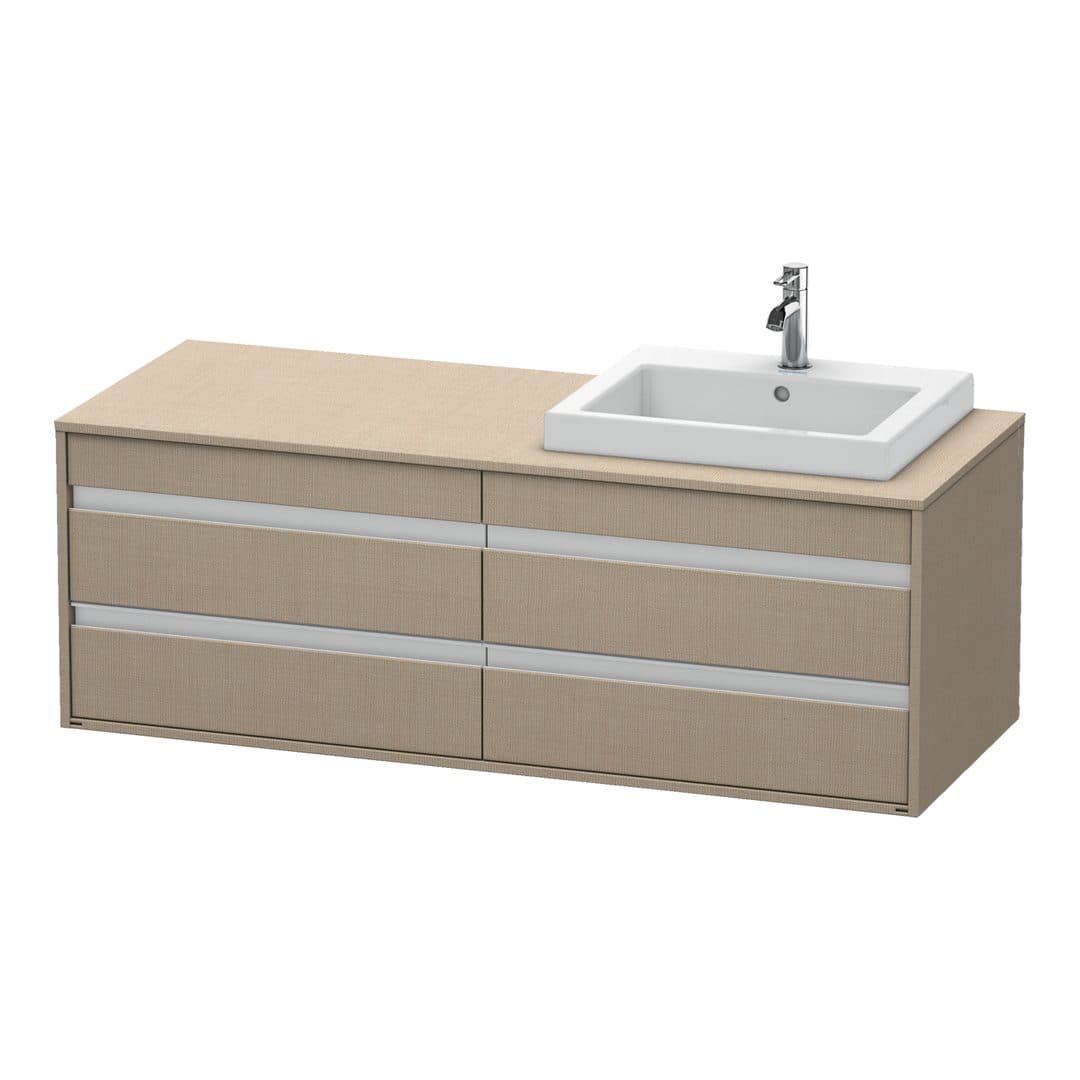 Duravit Ketho – Έπιπλο Νιπτήρα – 1400 mm, για κονσόλα, 4 συρτάρια, νιπτήρας δεξιά, μοντέλο KT6757 – Linen Matt, Decor (KT6757R7575)