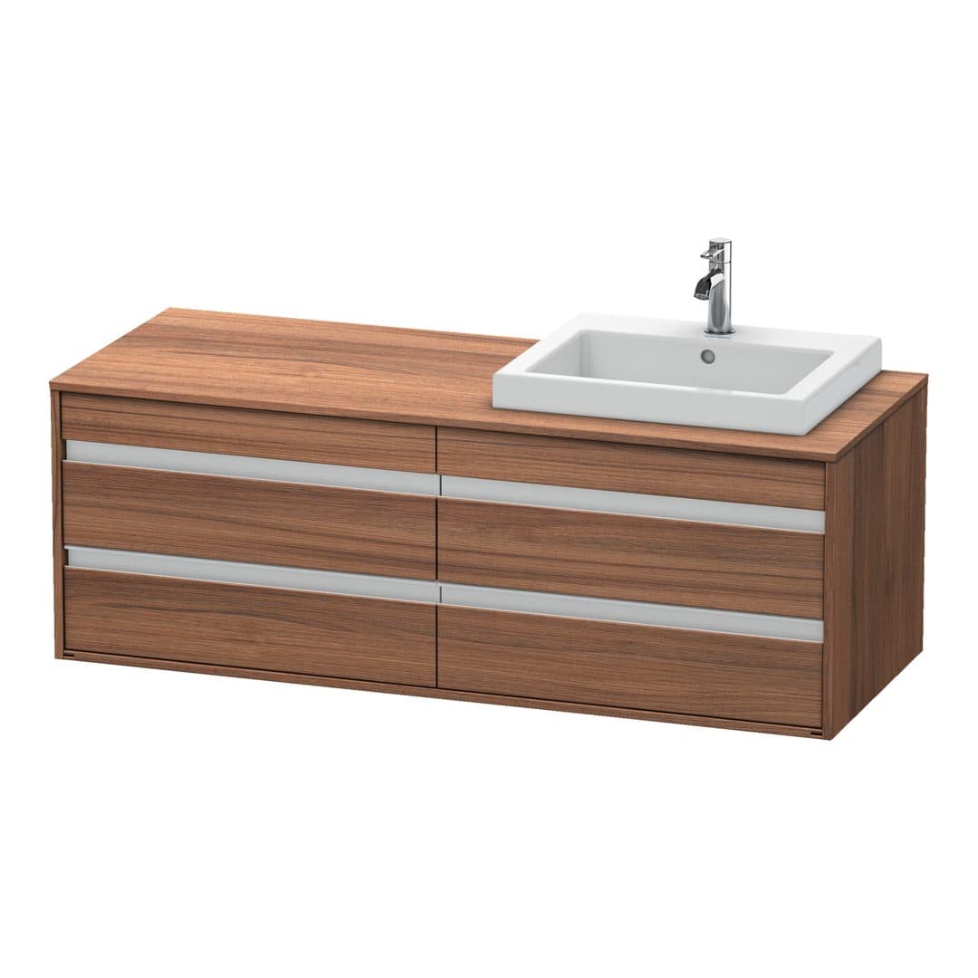 Duravit Ketho – Έπιπλο Νιπτήρα – 1400 mm, για κονσόλα, 4 συρτάρια, νιπτήρας δεξιά, μοντέλο KT6757 – Walnut Matt, Decor (KT6757R7979)