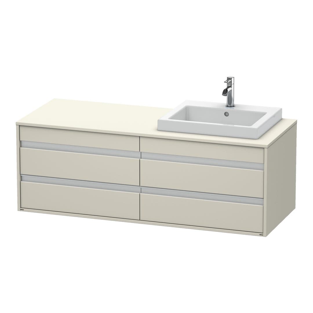 Duravit Ketho – Έπιπλο Νιπτήρα – 1400 mm, για κονσόλα, 4 συρτάρια, νιπτήρας δεξιά, μοντέλο KT6757 – Taupe Matt, Decor (KT6757R9191)