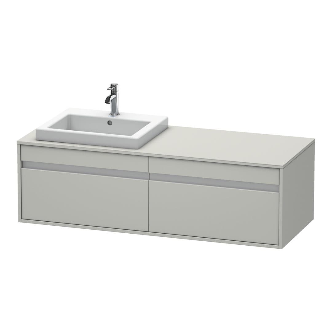 Duravit Ketho – Έπιπλο Νιπτήρα – 1400 mm, για κονσόλα, 2 συρτάρια, νιπτήρας αριστερά, μοντέλο KT6797 – Concrete grey Matt, Decor (KT6797L0707)