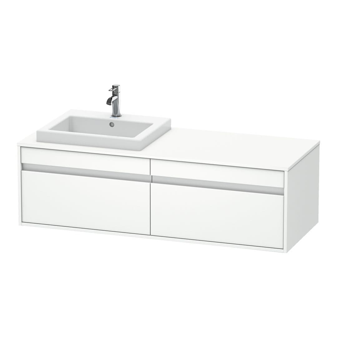 Duravit Ketho – Έπιπλο Νιπτήρα – 1400 mm, για κονσόλα, 2 συρτάρια, νιπτήρας αριστερά, μοντέλο KT6797 – White Matt, Decor (KT6797L1818)