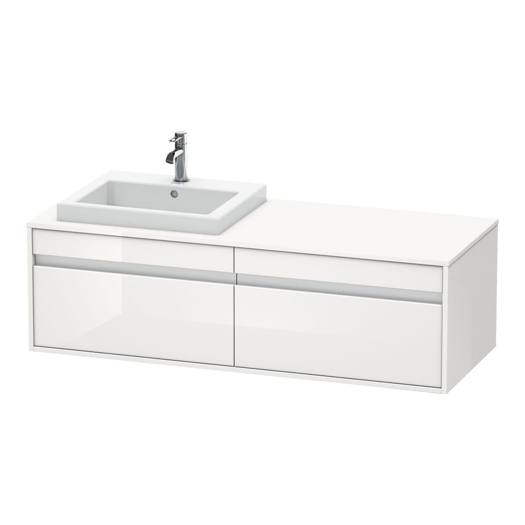 Duravit Ketho – Έπιπλο Νιπτήρα – 1400 mm, για κονσόλα, 2 συρτάρια, νιπτήρας αριστερά, μοντέλο KT6797 – White High Gloss, Decor (KT6797L2222)