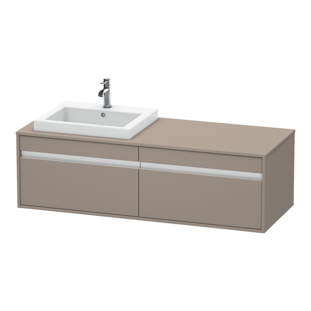 Duravit Ketho – Έπιπλο Νιπτήρα – 1400 mm, για κονσόλα, 2 συρτάρια, νιπτήρας αριστερά, μοντέλο KT6797 – Basalte Matt, Decor (KT6797L4343)