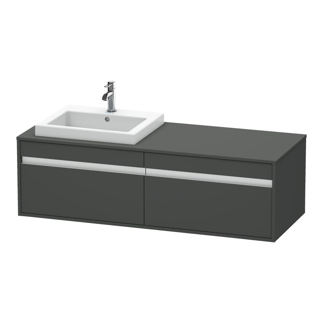 Duravit Ketho – Έπιπλο Νιπτήρα – 1400 mm, για κονσόλα, 2 συρτάρια, νιπτήρας αριστερά, μοντέλο KT6797 – Graphite Matt, Decor (KT6797L4949)