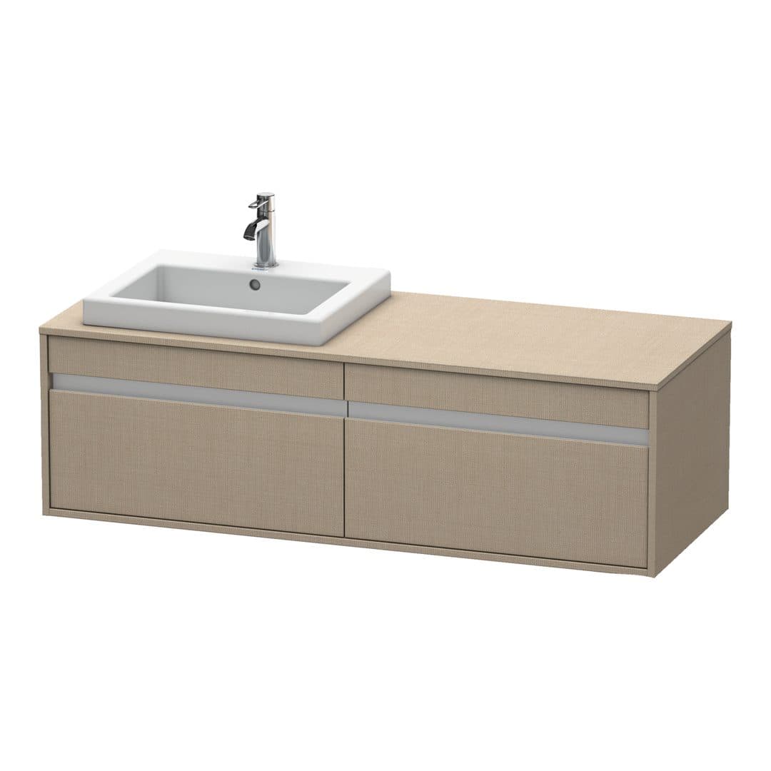 Duravit Ketho – Έπιπλο Νιπτήρα – 1400 mm, για κονσόλα, 2 συρτάρια, νιπτήρας αριστερά, μοντέλο KT6797 – Linen Matt, Decor (KT6797L7575)