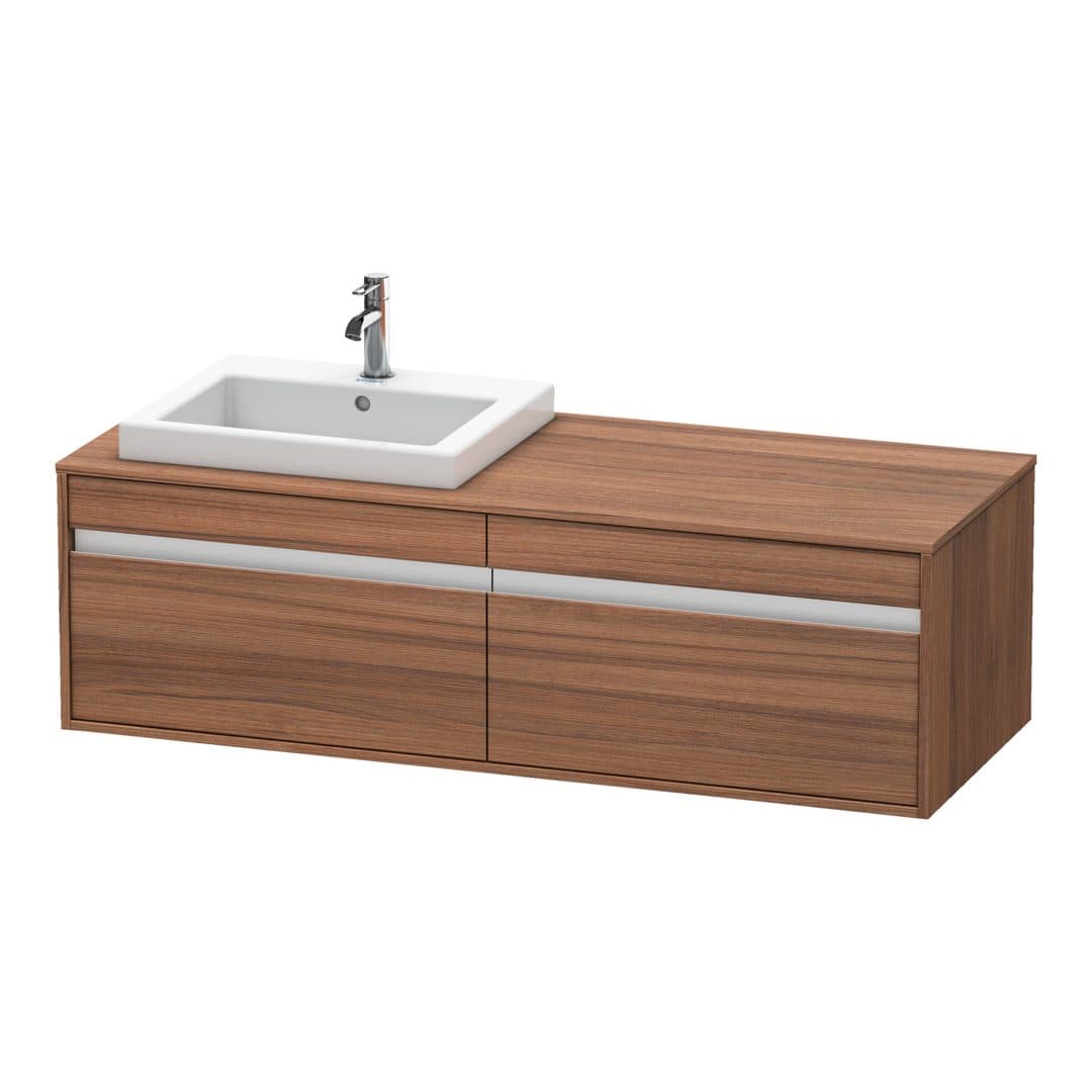Duravit Ketho – Έπιπλο Νιπτήρα – 1400 mm, για κονσόλα, 2 συρτάρια, νιπτήρας αριστερά, μοντέλο KT6797 – Walnut Matt, Decor (KT6797L7979)