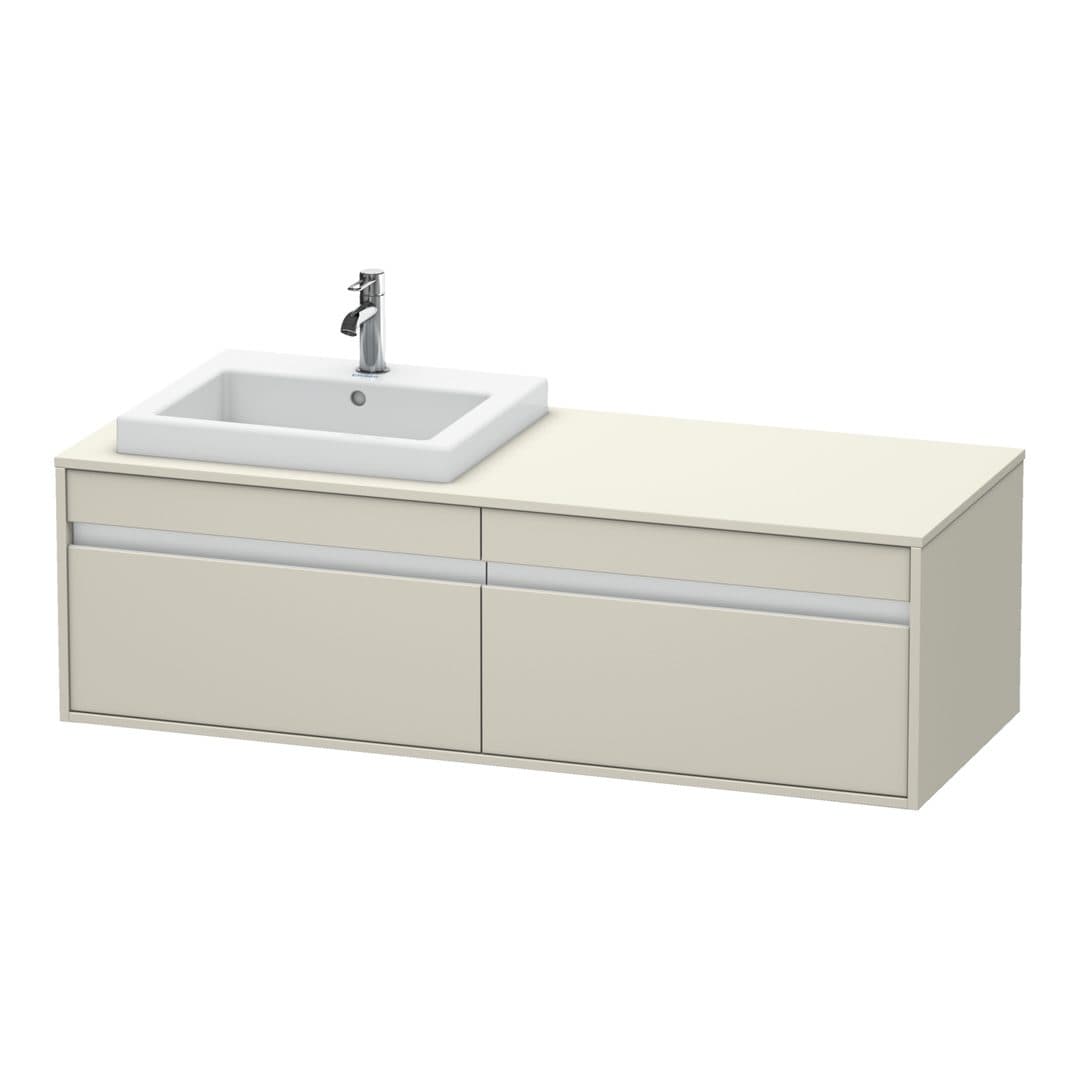 Duravit Ketho – Έπιπλο Νιπτήρα – 1400 mm, για κονσόλα, 2 συρτάρια, νιπτήρας αριστερά, μοντέλο KT6797 – Taupe Matt, Decor (KT6797L9191)