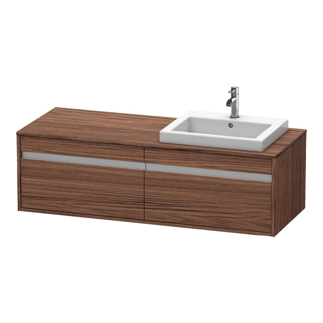 Duravit Ketho – Έπιπλο Νιπτήρα – 1400 mm, για κονσόλα, 2 συρτάρια, νιπτήρας δεξιά, μοντέλο KT6797 – Walnut dark Matt, Decor (KT6797R2121)