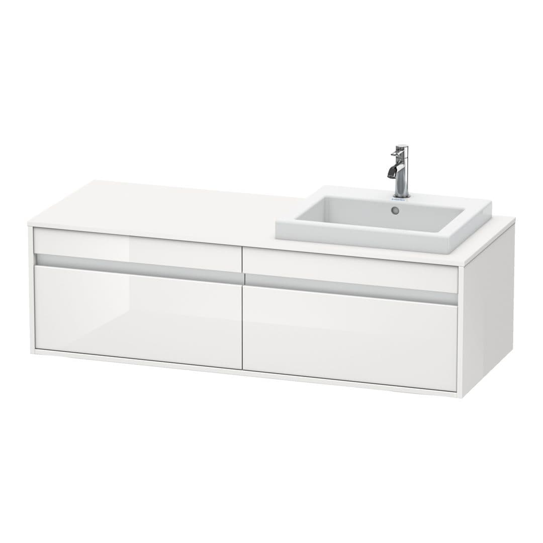 Duravit Ketho – Έπιπλο Νιπτήρα – 1400 mm, για κονσόλα, 2 συρτάρια, νιπτήρας δεξιά, μοντέλο KT6797 – White High Gloss, Decor (KT6797R2222)