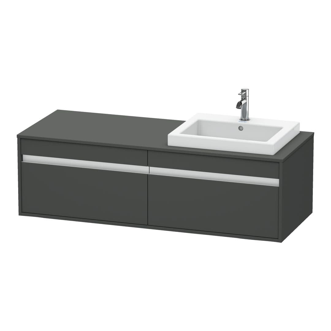 Duravit Ketho – Έπιπλο Νιπτήρα – 1400 mm, για κονσόλα, 2 συρτάρια, νιπτήρας δεξιά, μοντέλο KT6797 – Graphite Matt, Decor (KT6797R4949)