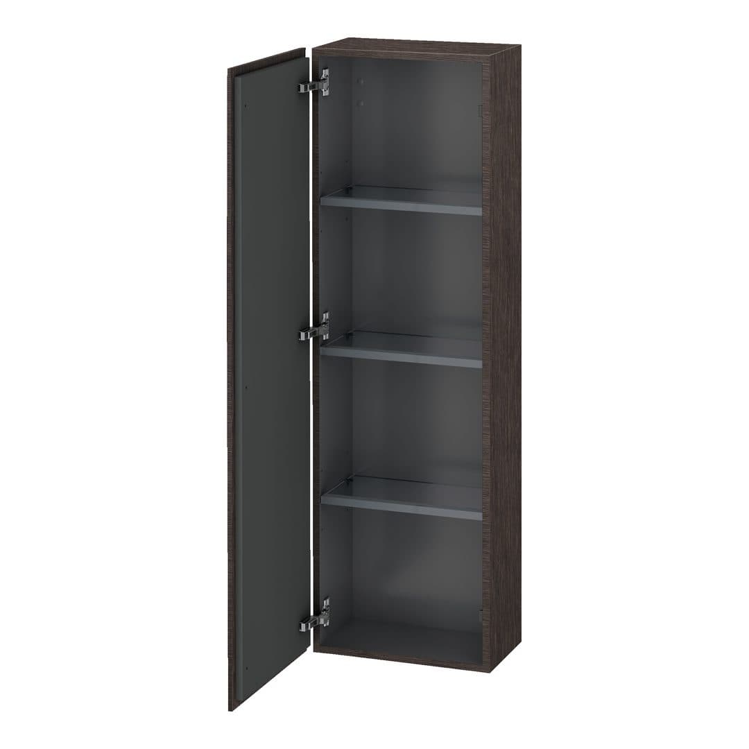 Duravit L-Cube – Κολόνα Μπάνιου – 400 mm, μεσαία, 1 πόρτα, αριστερή, 400 x 243 x 1320 mm – Brushed dark oak Matt, Real wood veneer (LC1168L7272)