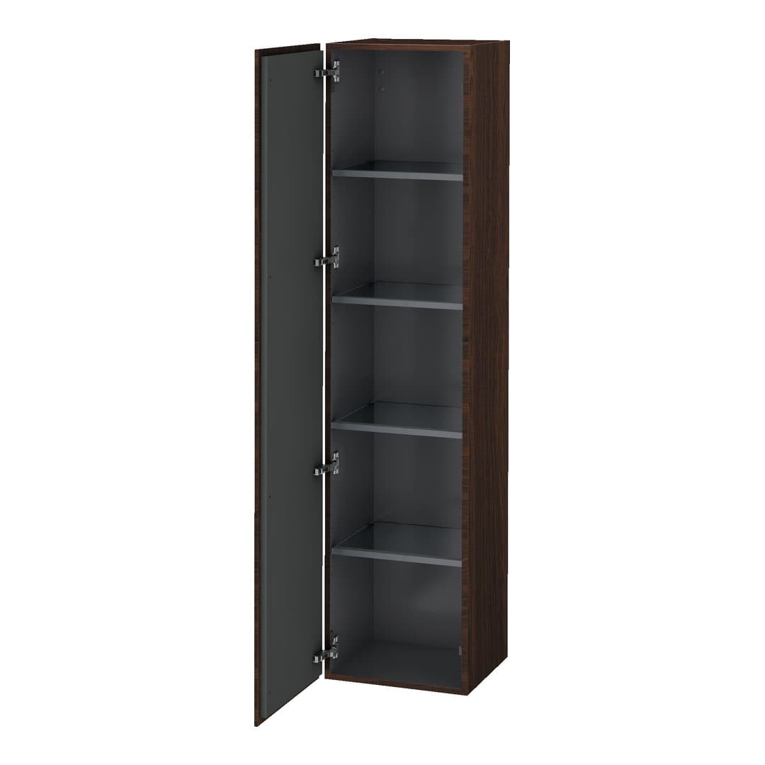 Duravit L-Cube – Κολόνα Μπάνιου – 400 mm, 1 πόρτα, αριστερή, 400 x 363 x 1760 mm – Brushed walnut Matt, Real wood veneer (LC1180L6969)