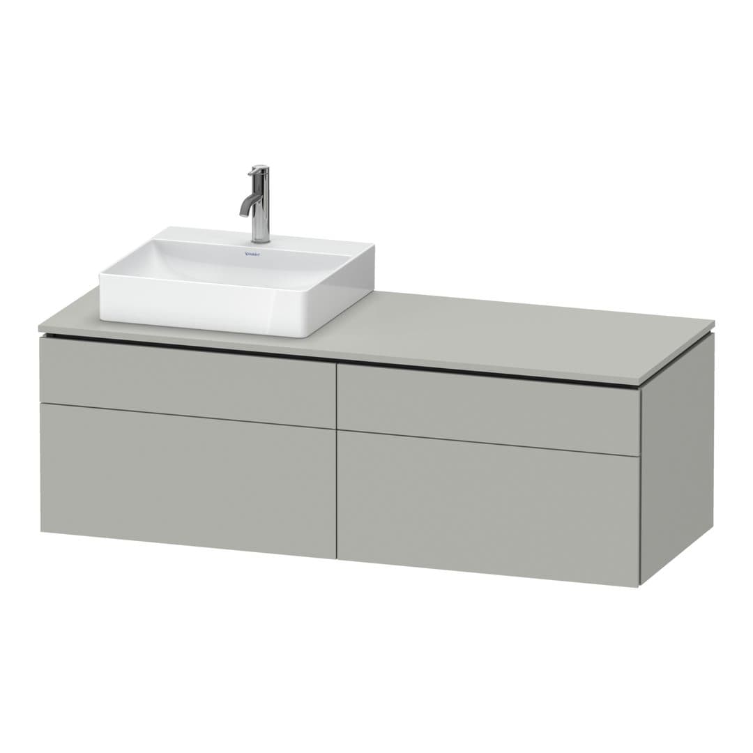 Duravit L-Cube – Έπιπλο Νιπτήρα – 1420 mm, για κονσόλα, 4 συρτάρια, νιπτήρας αριστερά, αριστερή έκδοση – Concrete grey Matt, Decor (LC4870L07070000)