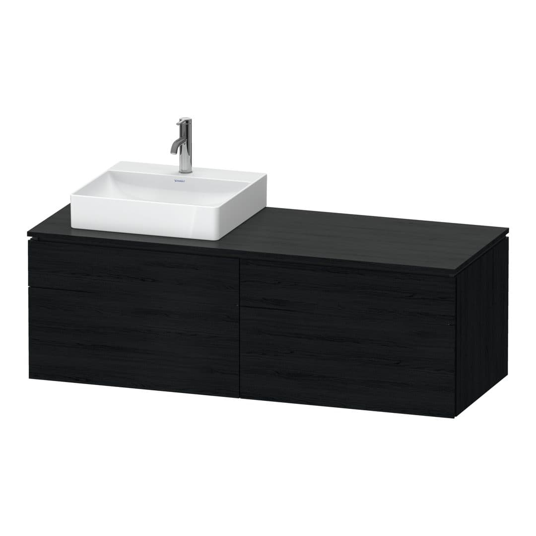 Duravit L-Cube – Έπιπλο Νιπτήρα – 1420 mm, για κονσόλα, 4 συρτάρια, νιπτήρας αριστερά, αριστερή έκδοση – Black oak Matt, Decor (LC4870L16160000)