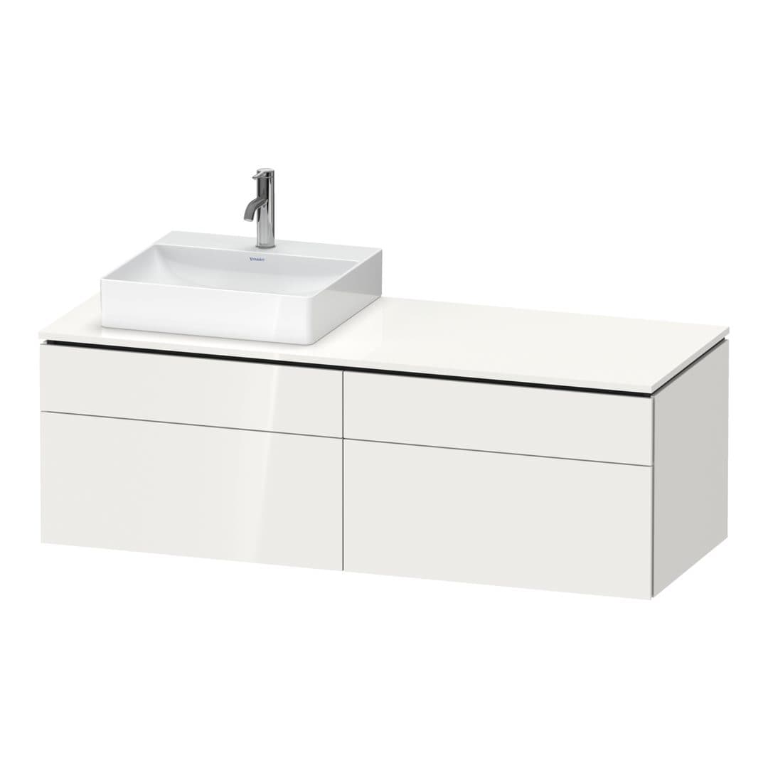 Duravit L-Cube – Έπιπλο Νιπτήρα – 1420 mm, για κονσόλα, 4 συρτάρια, νιπτήρας αριστερά, αριστερή έκδοση – White High Gloss, Decor (LC4870L22220000)