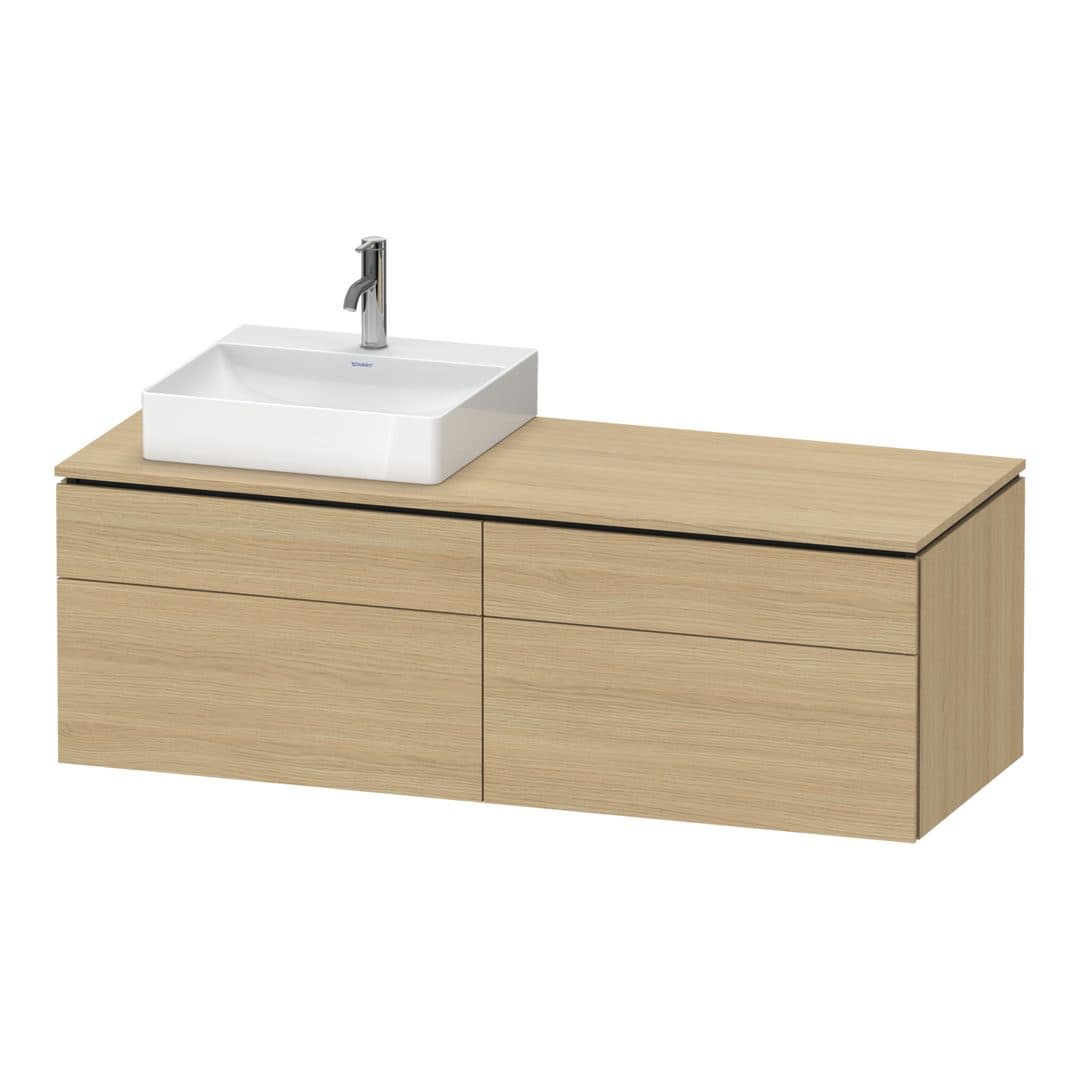Duravit L-Cube – Έπιπλο Νιπτήρα – 1420 mm, για κονσόλα, 4 συρτάρια, νιπτήρας αριστερά, αριστερή έκδοση – Natural oak, Decor (LC4870L30300000)