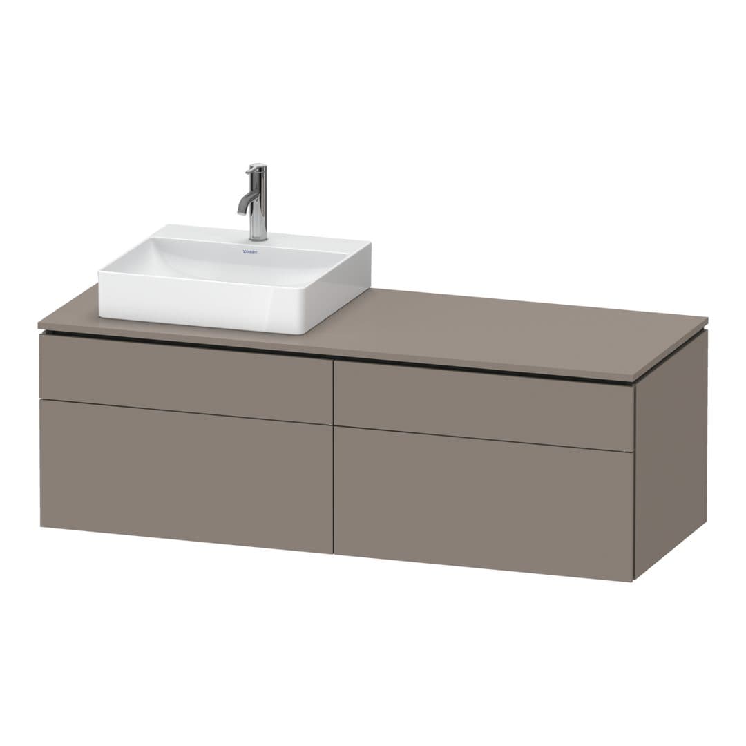 Duravit L-Cube – Έπιπλο Νιπτήρα – 1420 mm, για κονσόλα, 4 συρτάρια, νιπτήρας αριστερά, αριστερή έκδοση – Basalte Matt, Decor (LC4870L43430000)