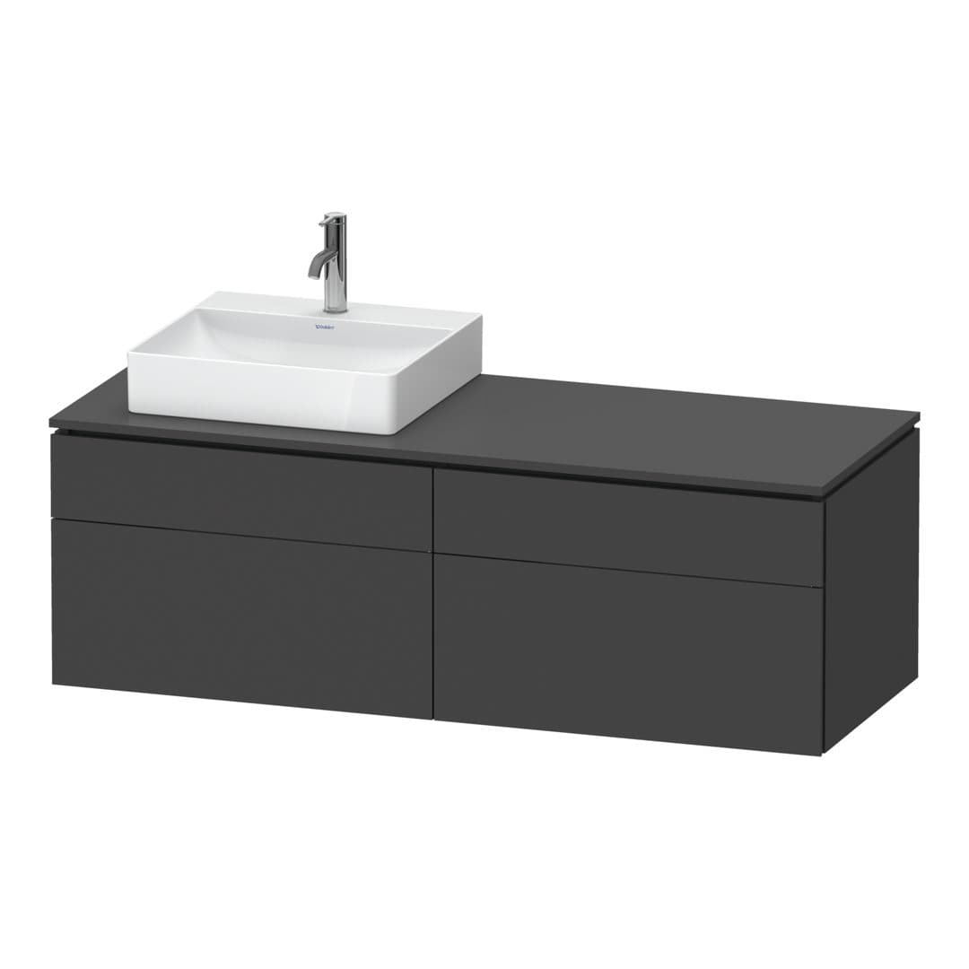 Duravit L-Cube – Έπιπλο Νιπτήρα – 1420 mm, για κονσόλα, 4 συρτάρια, νιπτήρας αριστερά, αριστερή έκδοση – Graphite Matt, Decor (LC4870L49490000)