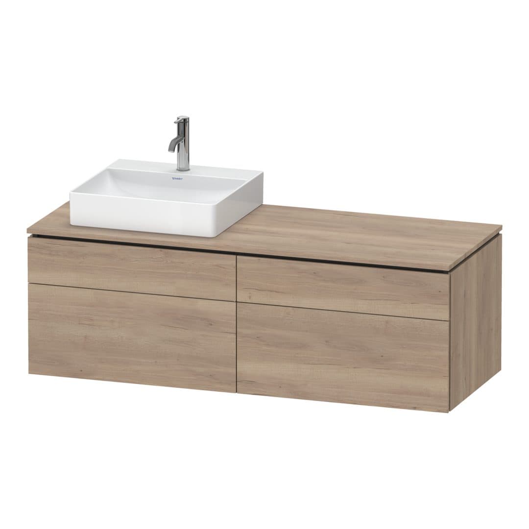 Duravit L-Cube – Έπιπλο Νιπτήρα – 1420 mm, για κονσόλα, 4 συρτάρια, νιπτήρας αριστερά, αριστερή έκδοση – Marbled Oak Matt, Decor (LC4870L55550000)