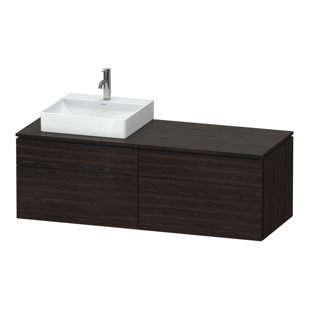 Duravit L-Cube – Έπιπλο Νιπτήρα – 1420 mm, για κονσόλα, 4 συρτάρια, νιπτήρας αριστερά, αριστερή έκδοση – Brushed walnut Matt, Real wood veneer (LC4870L69690000)