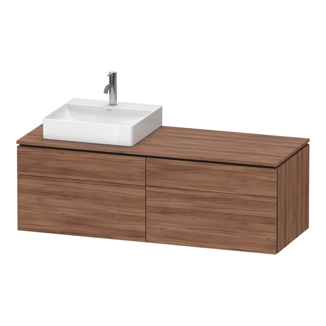 Duravit L-Cube – Έπιπλο Νιπτήρα – 1420 mm, για κονσόλα, 4 συρτάρια, νιπτήρας αριστερά, αριστερή έκδοση – Walnut Matt, Decor (LC4870L79790000)