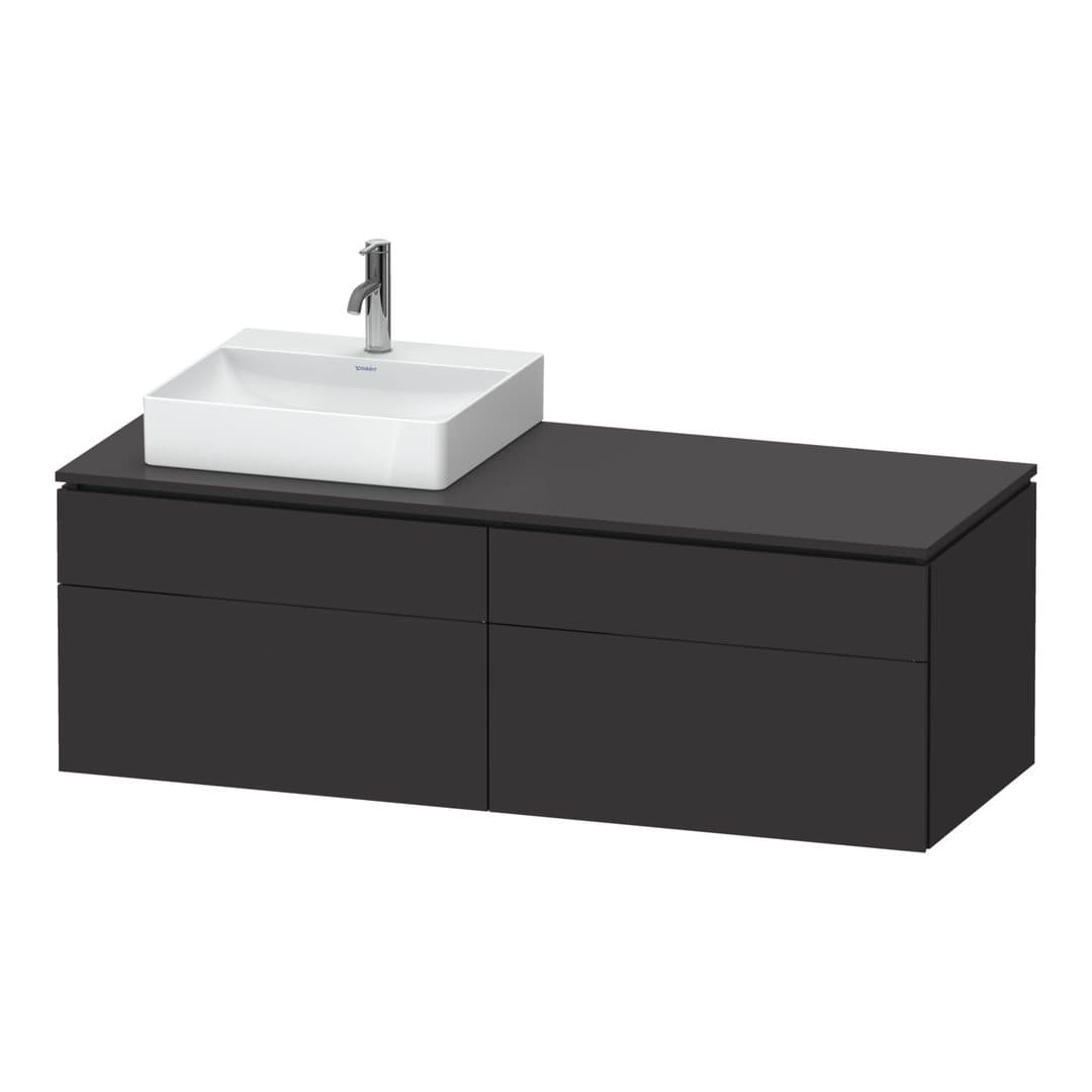Duravit L-Cube – Έπιπλο Νιπτήρα – 1420 mm, για κονσόλα, 4 συρτάρια, νιπτήρας αριστερά, αριστερή έκδοση – Graphite Super Matt, Decor (LC4870L80800000)
