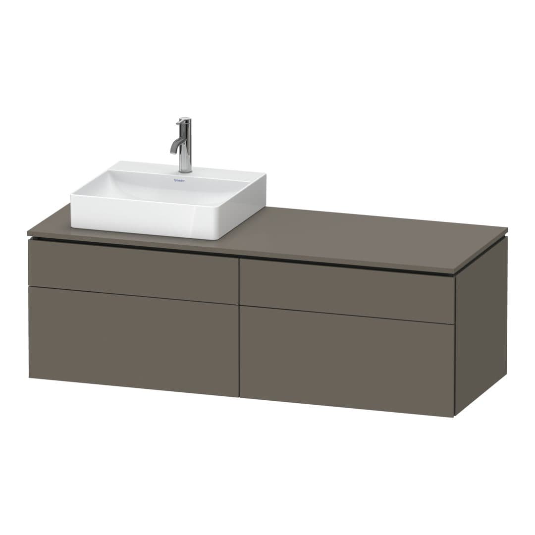 Duravit L-Cube – Έπιπλο Νιπτήρα – 1420 mm, για κονσόλα, 4 συρτάρια, νιπτήρας αριστερά, αριστερή έκδοση – Flannel Grey Satin Matt, Lacquer (LC4870L90900000)