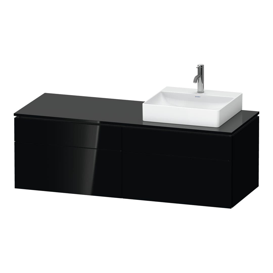 Duravit L-Cube – Έπιπλο Νιπτήρα – 1420 mm, για κονσόλα, 4 συρτάρια, νιπτήρας δεξιά, δεξιά έκδοση – Black High Gloss, Lacquer (LC4870R40400000)