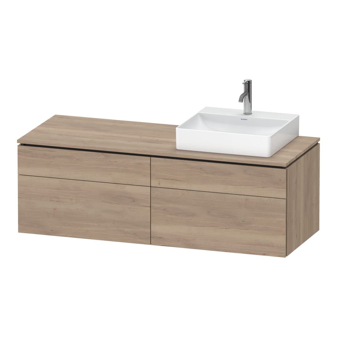 Duravit L-Cube – Έπιπλο Νιπτήρα – 1420 mm, για κονσόλα, 4 συρτάρια, νιπτήρας δεξιά, δεξιά έκδοση – Marbled Oak Matt, Decor (LC4870R55550000)