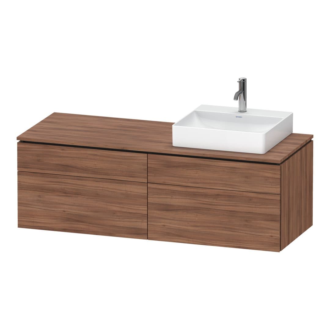 Duravit L-Cube – Έπιπλο Νιπτήρα – 1420 mm, για κονσόλα, 4 συρτάρια, νιπτήρας δεξιά, δεξιά έκδοση – Walnut Matt, Decor (LC4870R79790000)