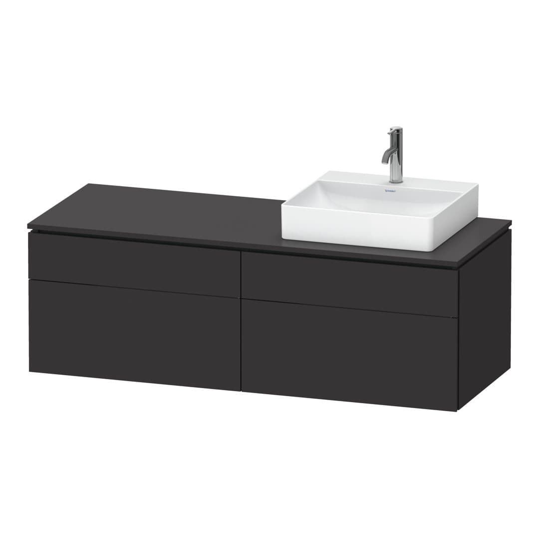 Duravit L-Cube – Έπιπλο Νιπτήρα – 1420 mm, για κονσόλα, 4 συρτάρια, νιπτήρας δεξιά, δεξιά έκδοση – Graphite Super Matt, Decor (LC4870R80800000)