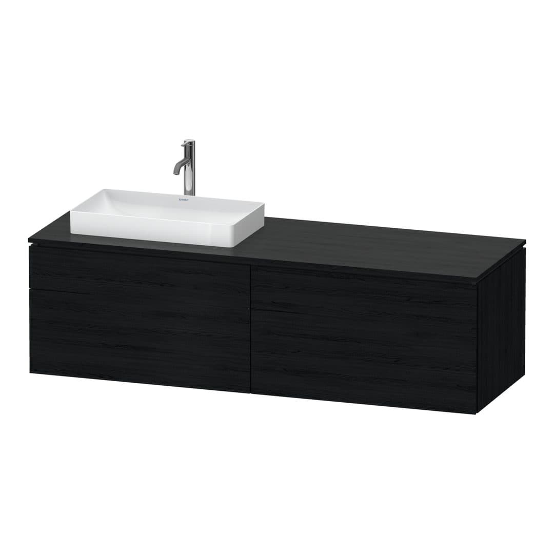 Duravit L-Cube – Έπιπλο Νιπτήρα – 1620 mm, για κονσόλα, 4 συρτάρια, νιπτήρας αριστερά – Black oak Matt, Decor (LC4871L16160000)