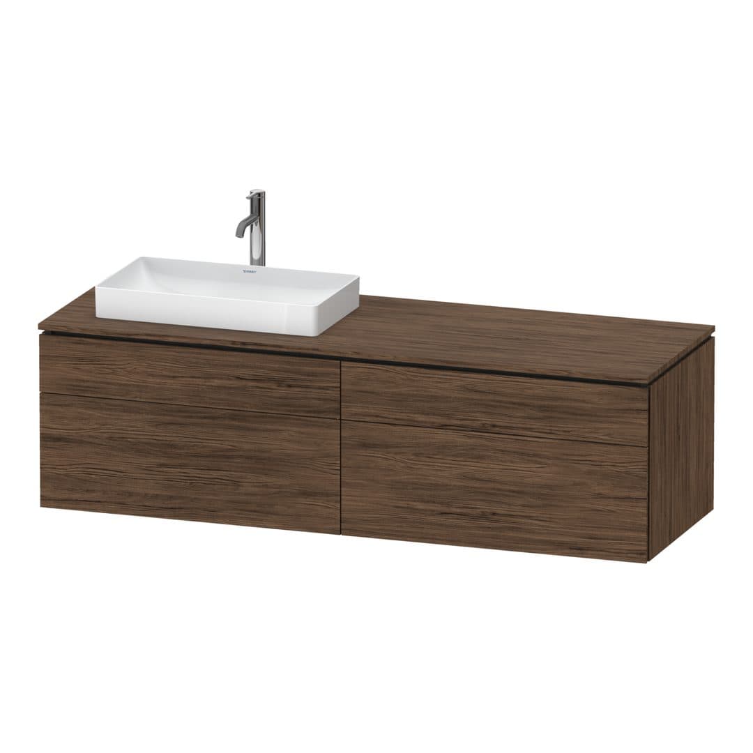 Duravit L-Cube – Έπιπλο Νιπτήρα – 1620 mm, για κονσόλα, 4 συρτάρια, νιπτήρας αριστερά – Walnut dark Matt, Decor (LC4871L21210000)