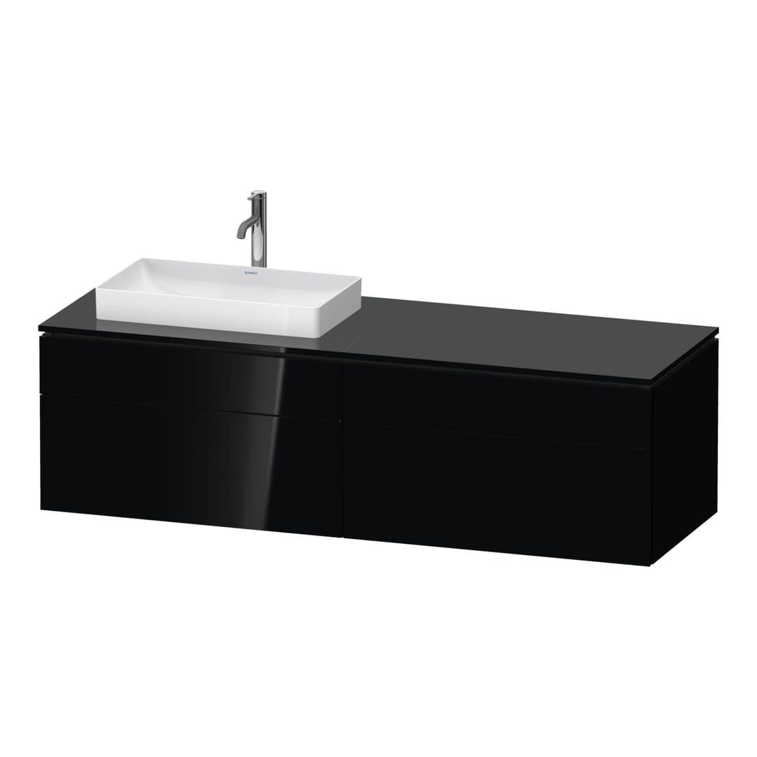 Duravit L-Cube – Έπιπλο Νιπτήρα – 1620 mm, για κονσόλα, 4 συρτάρια, νιπτήρας αριστερά – Black High Gloss, Lacquer (LC4871L40400000)