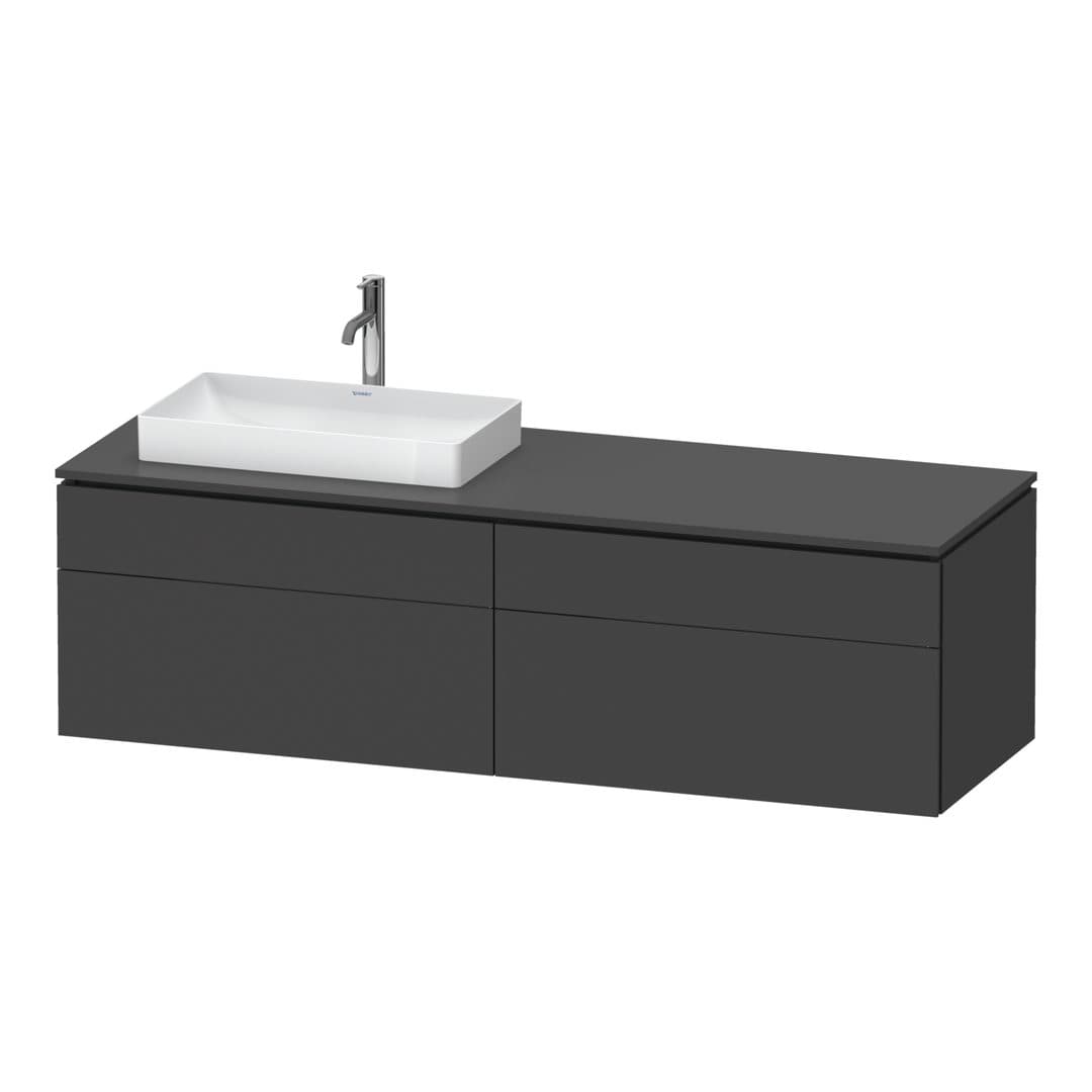 Duravit L-Cube – Έπιπλο Νιπτήρα – 1620 mm, για κονσόλα, 4 συρτάρια, νιπτήρας αριστερά – Graphite Matt, Decor (LC4871L49490000)