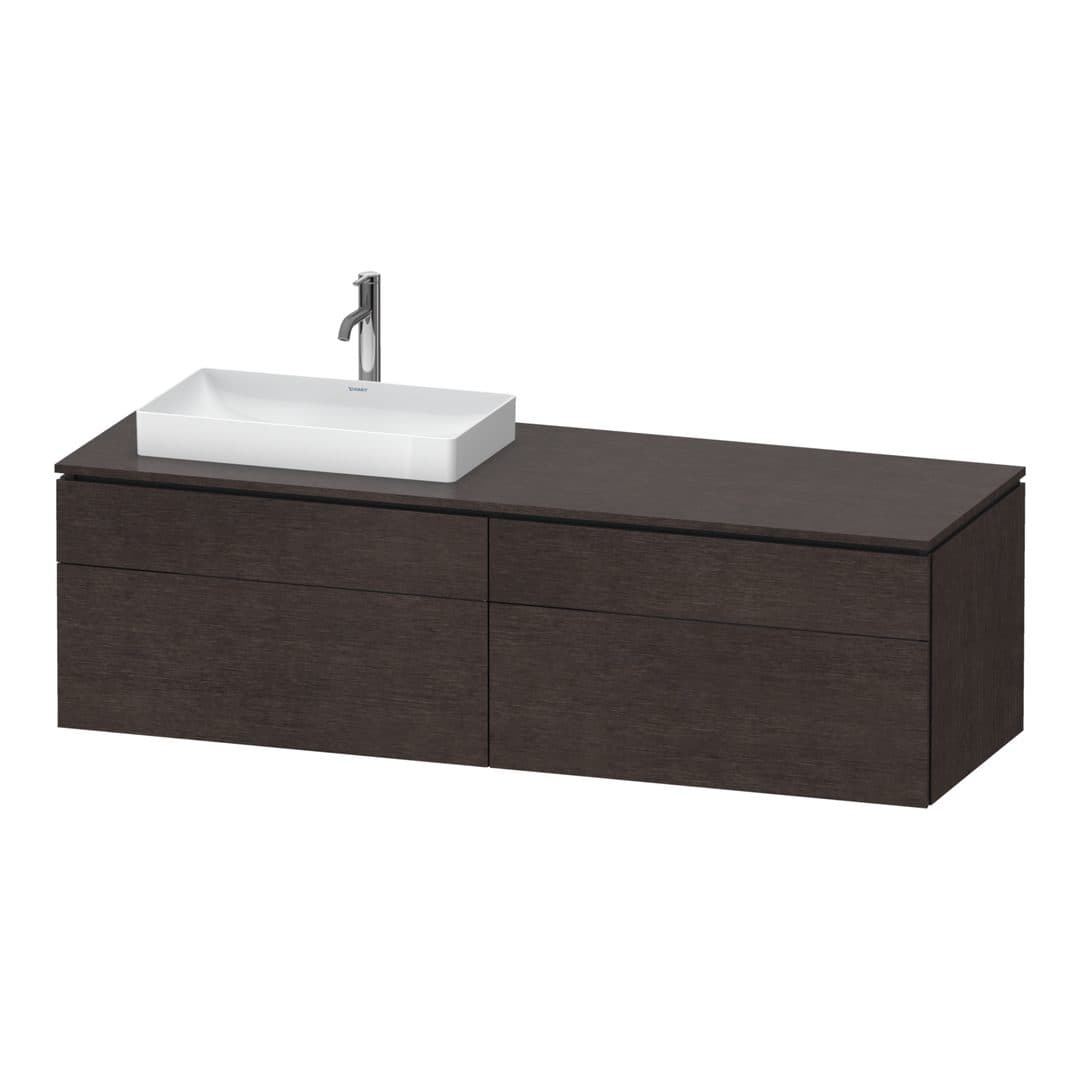 Duravit L-Cube – Έπιπλο Νιπτήρα – 1620 mm, για κονσόλα, 4 συρτάρια, νιπτήρας αριστερά – Brushed dark oak Matt, Real wood veneer (LC4871L72720000)