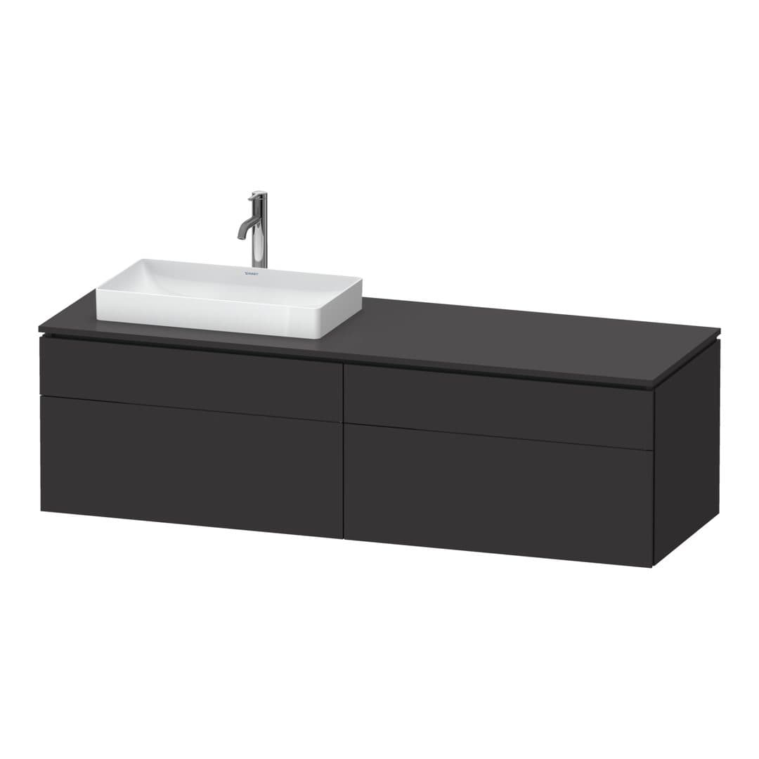Duravit L-Cube – Έπιπλο Νιπτήρα – 1620 mm, για κονσόλα, 4 συρτάρια, νιπτήρας αριστερά – Graphite Super Matt, Decor (LC4871L80800000)