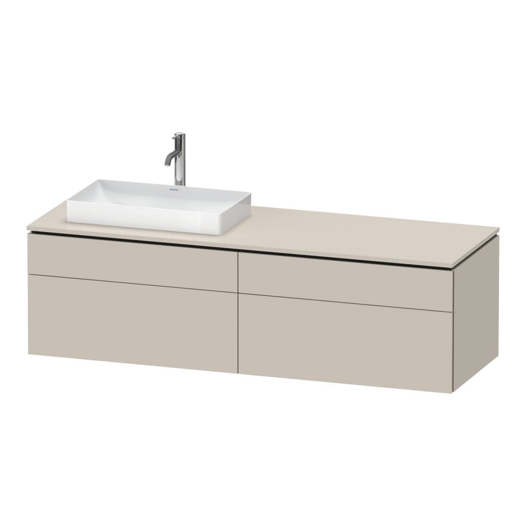 Duravit L-Cube – Έπιπλο Νιπτήρα – 1620 mm, για κονσόλα, 4 συρτάρια, νιπτήρας αριστερά – Taupe Super Matt, Decor (LC4871L83830000)