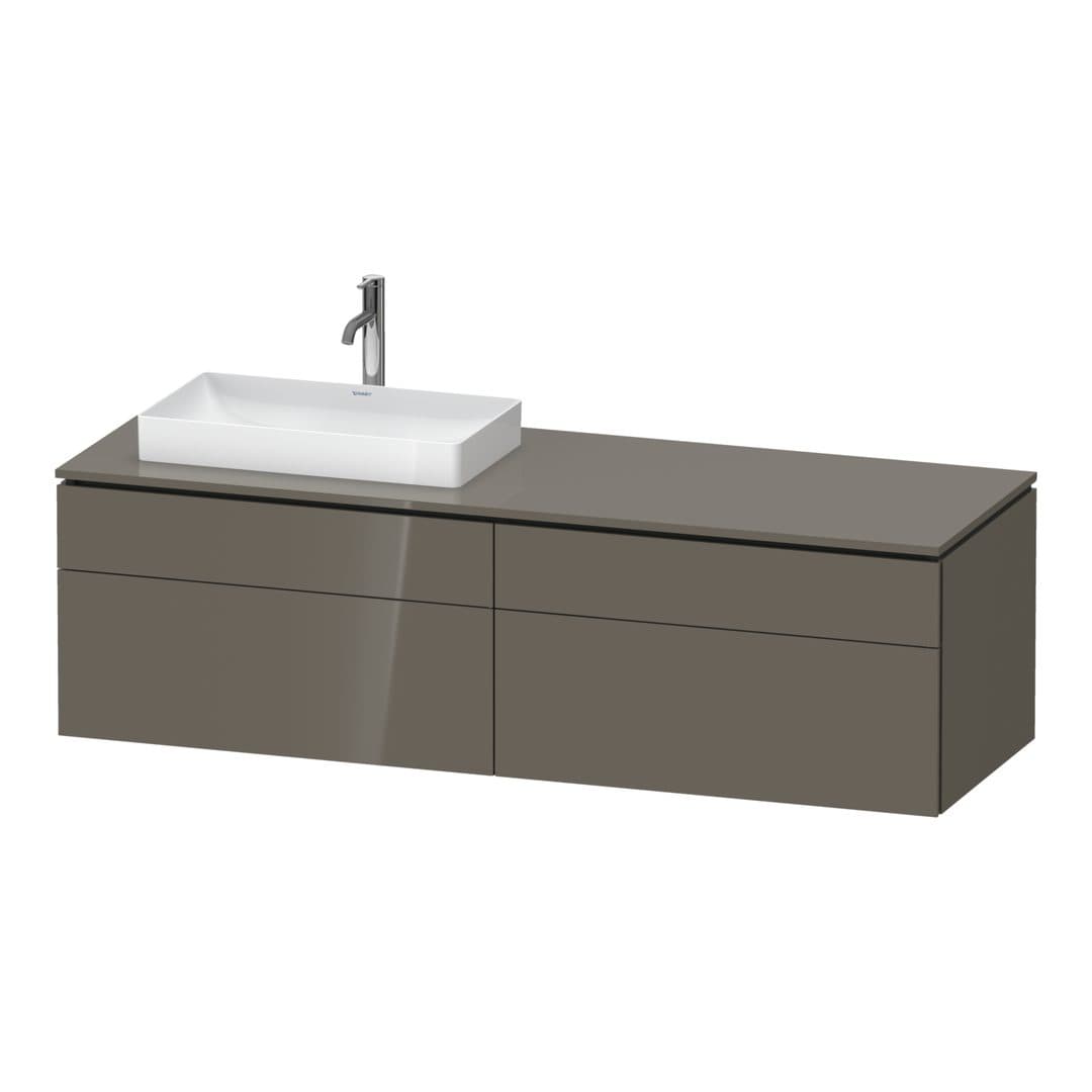 Duravit L-Cube – Έπιπλο Νιπτήρα – 1620 mm, για κονσόλα, 4 συρτάρια, νιπτήρας αριστερά – Flannel Grey High Gloss, Lacquer (LC4871L89890000)
