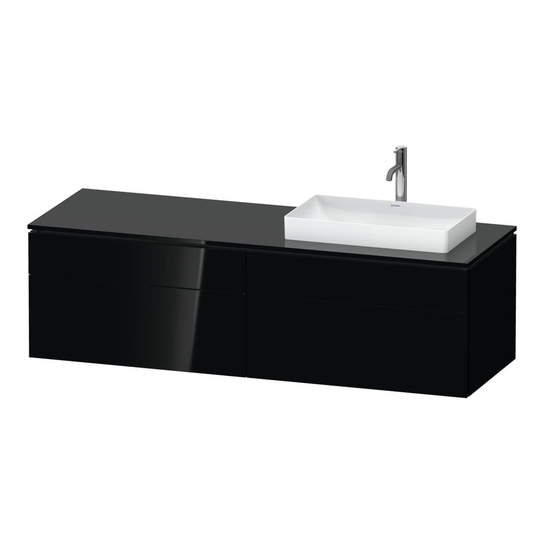 Duravit L-Cube – Έπιπλο Νιπτήρα – 1620 mm, για κονσόλα, 4 συρτάρια, νιπτήρας δεξιά – Black High Gloss, Lacquer (LC4871R40400000)
