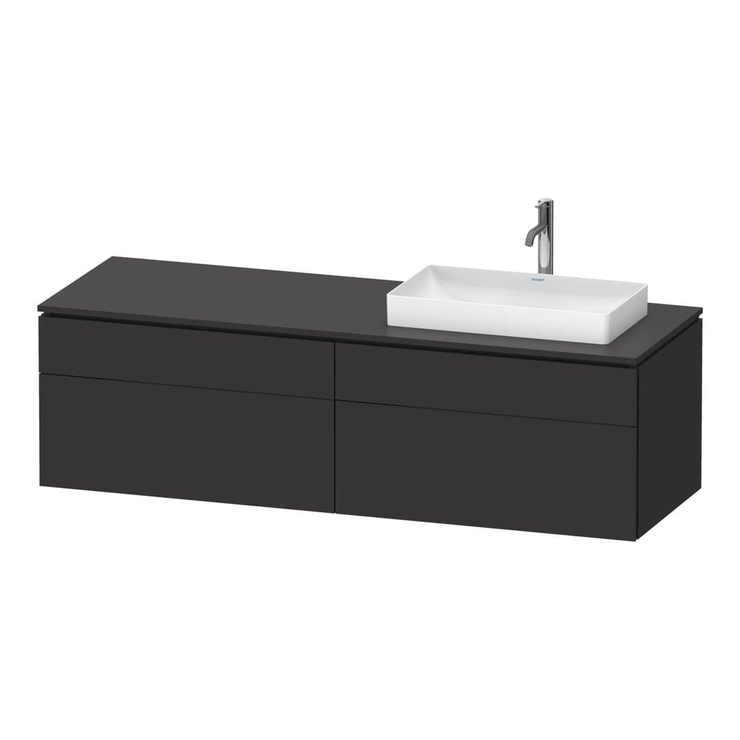 Duravit L-Cube – Έπιπλο Νιπτήρα – 1620 mm, για κονσόλα, 4 συρτάρια, νιπτήρας δεξιά – Graphite Super Matt, Decor (LC4871R80800000)
