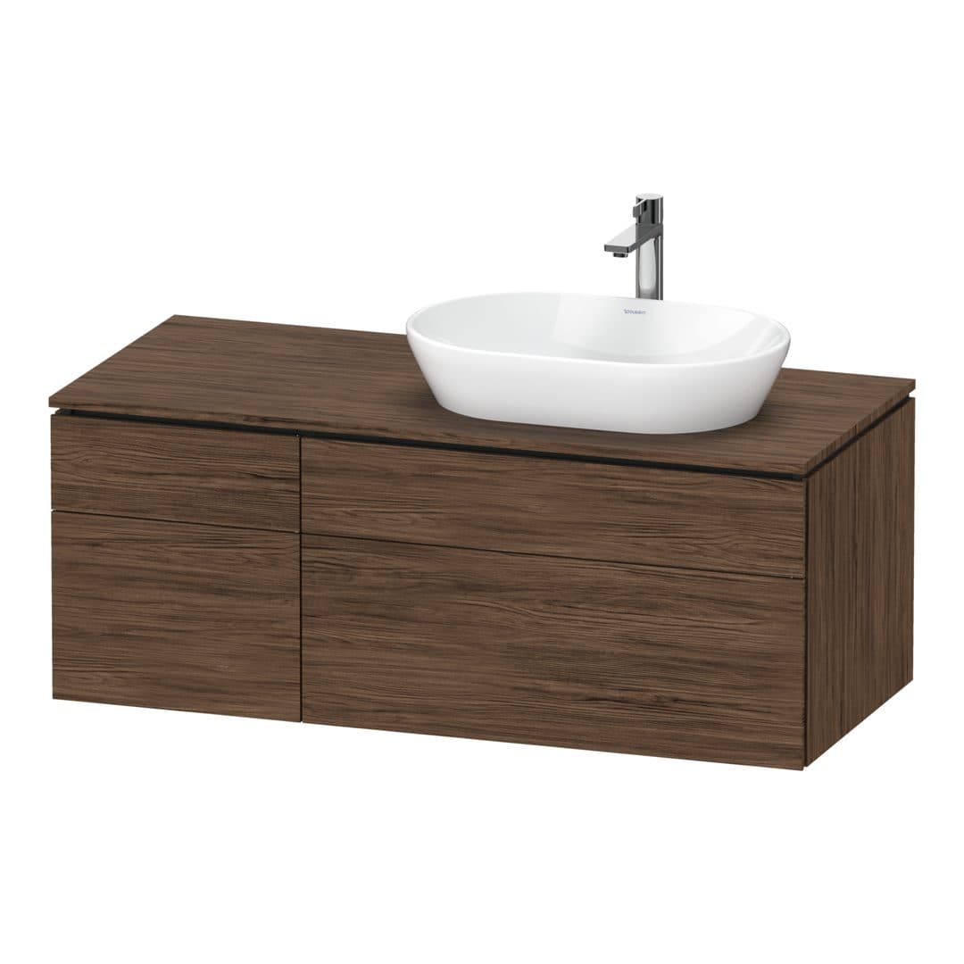 Duravit L-Cube – Έπιπλο Νιπτήρα – 1220 mm, για κονσόλα, 4 συρτάρια, νιπτήρας δεξιά – Walnut dark Matt, Decor (LC4874021210000)