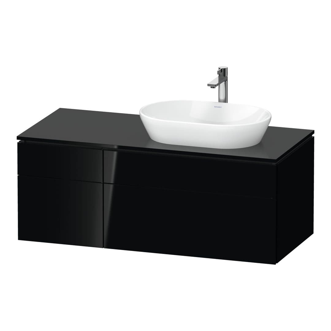 Duravit L-Cube – Έπιπλο Νιπτήρα – 1220 mm, για κονσόλα, 4 συρτάρια, νιπτήρας δεξιά – Black High Gloss, Lacquer (LC4874040400000)