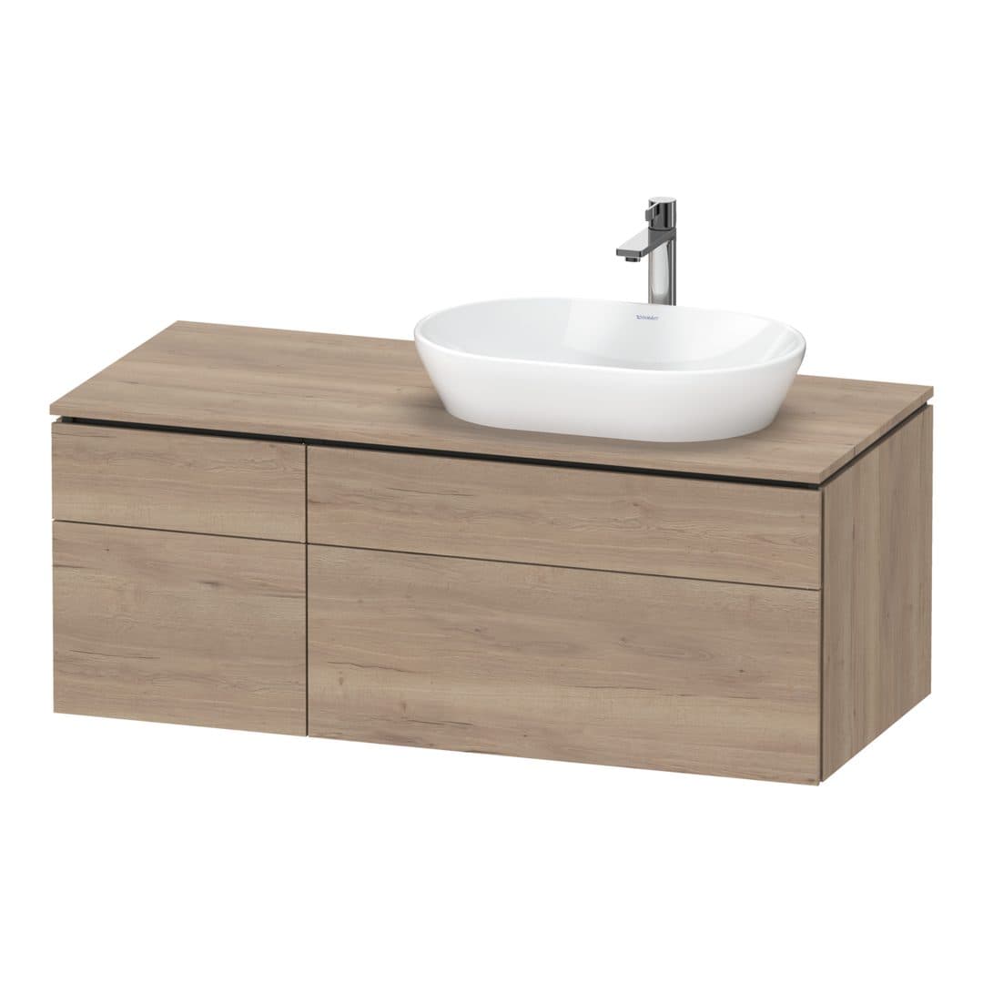 Duravit L-Cube – Έπιπλο Νιπτήρα – 1220 mm, για κονσόλα, 4 συρτάρια, νιπτήρας δεξιά – Marbled Oak Matt, Decor (LC4874055550000)