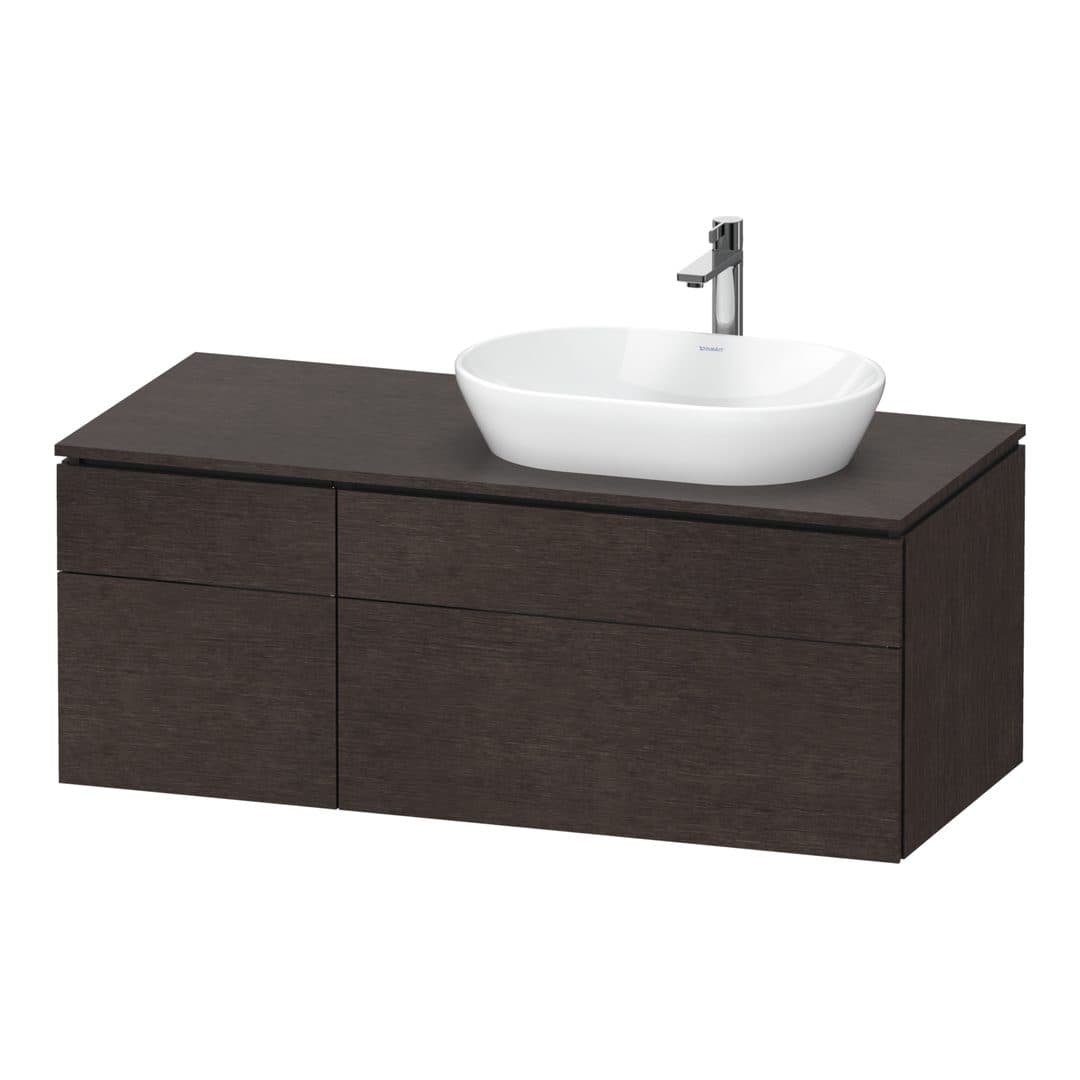 Duravit L-Cube – Έπιπλο Νιπτήρα – 1220 mm, για κονσόλα, 4 συρτάρια, νιπτήρας δεξιά – Brushed dark oak Matt, Real wood veneer (LC4874072720000)