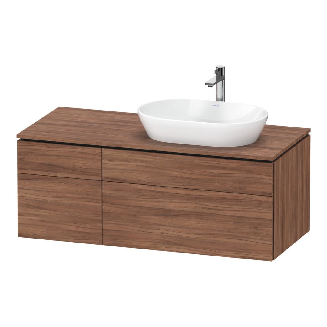 Duravit L-Cube – Έπιπλο Νιπτήρα – 1220 mm, για κονσόλα, 4 συρτάρια, νιπτήρας δεξιά – Walnut Matt, Decor (LC4874079790000)